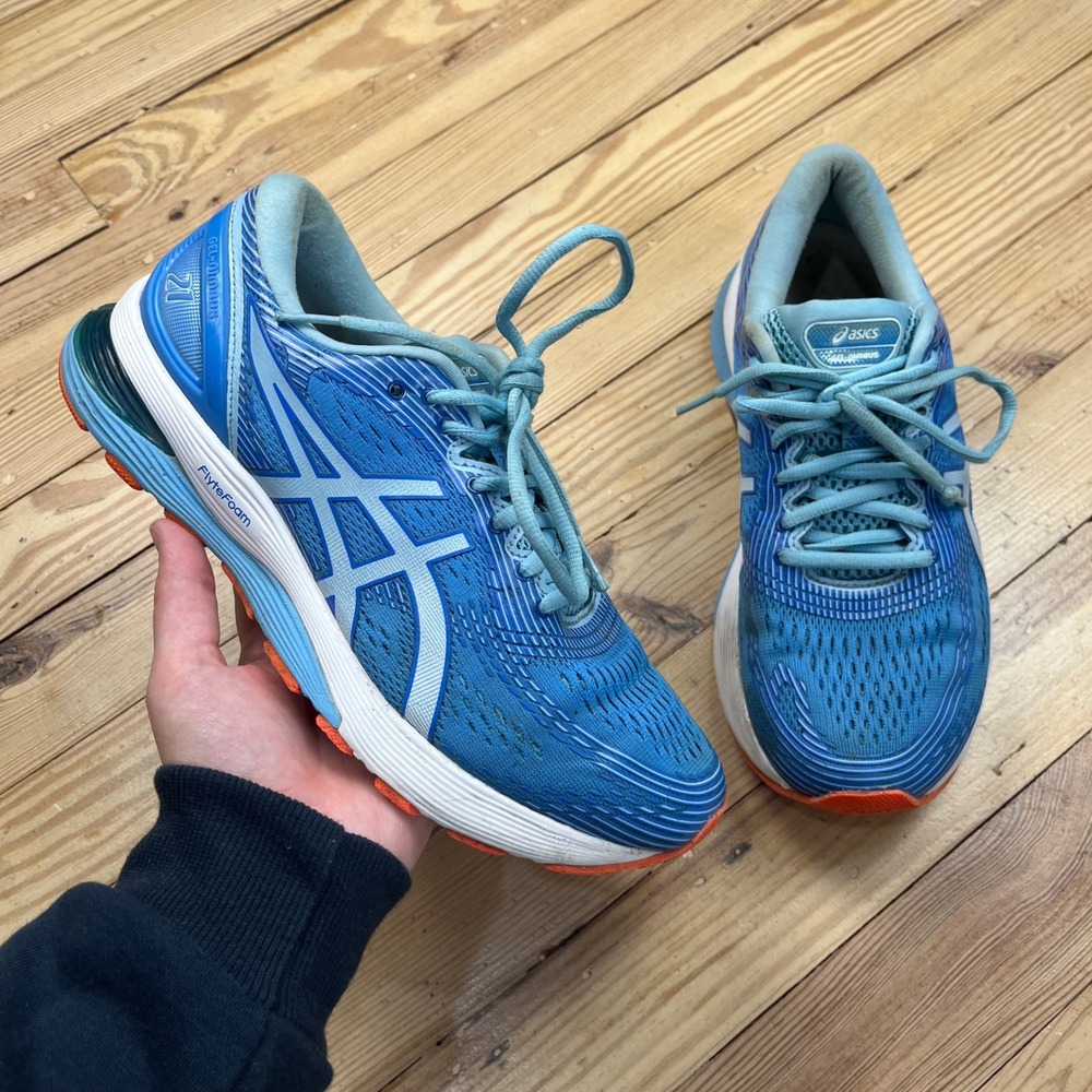 ASICS Gel-Nimbus 21 Blue Orange Running Shoes Womens 8.5 Wide athletic‎ comfort